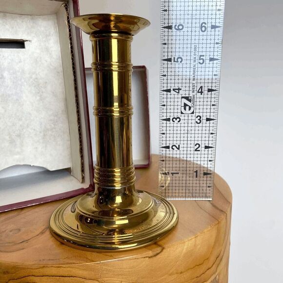 VTG Gorham Solid Brass Convertible Candlestick w/ Box Heirloom Decor - Picture 10 of 12
